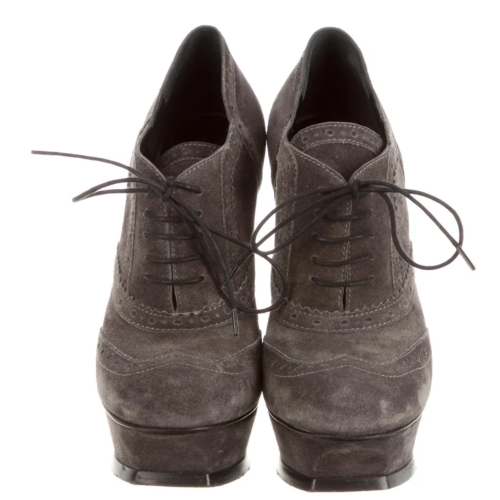 Yves Saint Laurent Charcoal Suede platform ankle boots / booties heels 37